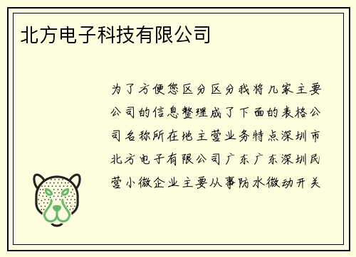 北方电子科技有限公司